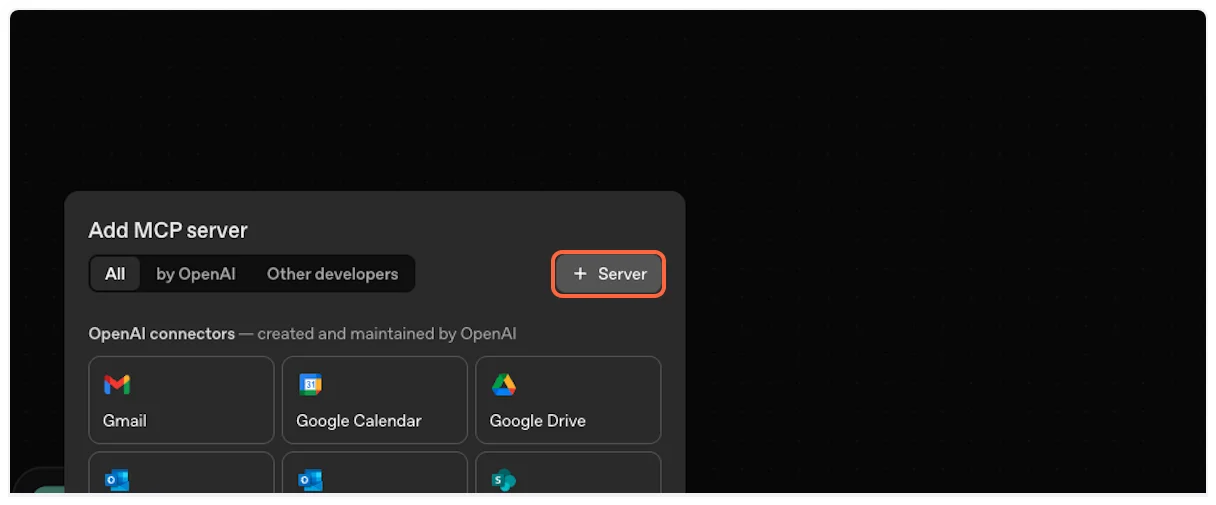 Click on Server field to configure YouTube Transcript MCP